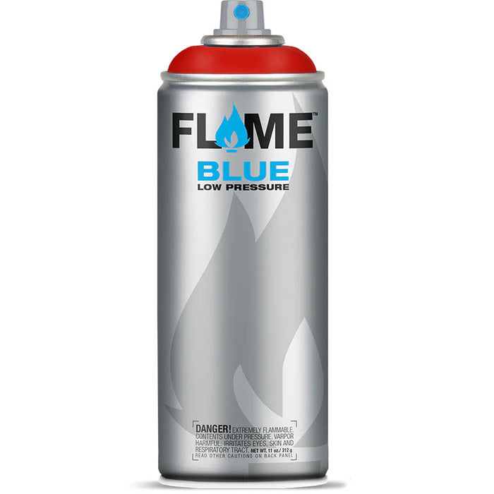 Flame Blue Spray Paint 400ml - Warm Tones - Front View Of Fire Red